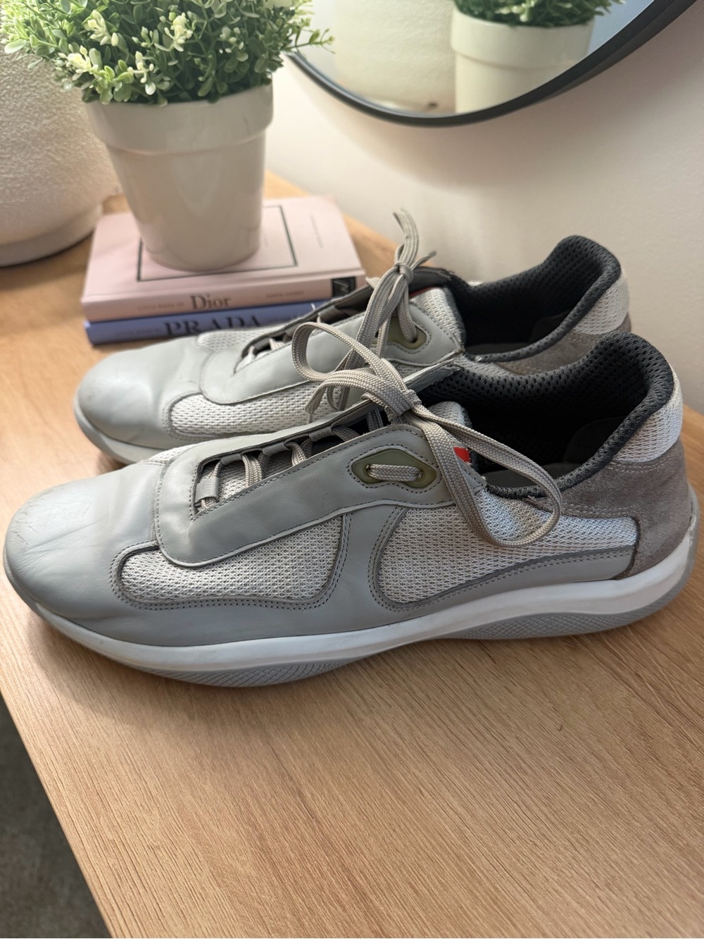 Prada Cup Men's Gray Casual Lace-Up Sneakers